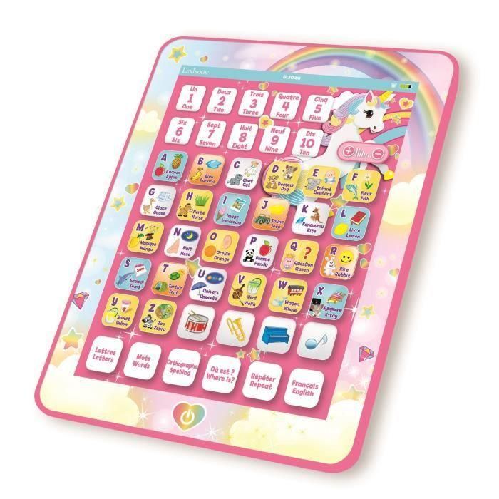 LEXIBOOK - Tableta educativa y bilingüe Unicorn - Francés, Inglés - Alfabeto educativo bilingüe 1 LEXIBOOK - Tableta educativa y bilingüe Unicorn - Francés, Inglés - Alfabeto educativo bilingüe 1