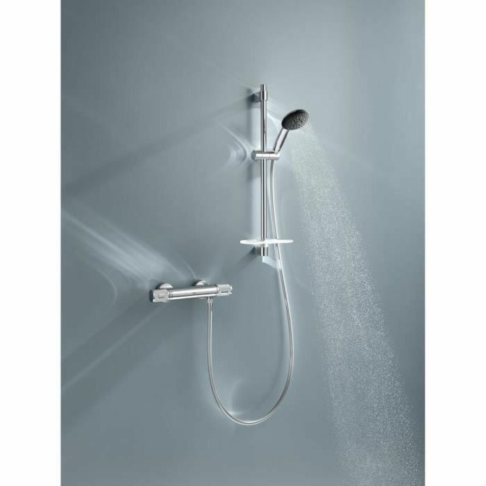 Set de ducha con mezclador termostático, rociador de 3 chorros, barra de 60 cm y flexo - GROHE 34791001 - Ahorro de agua - Cromo 1