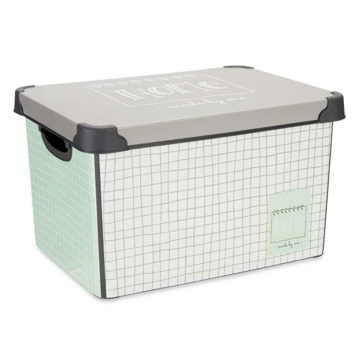 Caja de Almacenaje con Tapa Kipit Home Gris Plástico Cuadriculado 17 L 28 x 22 x 37 cm (12 Unidades) 2 Caja de Almacenaje con Tapa Kipit Home Gris Plástico Cuadriculado 17 L 28 x 22 x 37 cm (12 Unidades) 2
