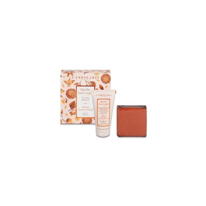 L'ERBOLARIO Kit Manos Bayas Flores Crema 75ml + Jabón Perfumado 100g para Hidratación y Limpieza Diaria