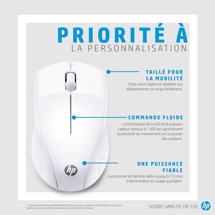 HP 220 Ratón Inalámbrico Ambidextro Blanco Nieve - Diseño Compacto para Viaje, Batería de Larga Duración 4