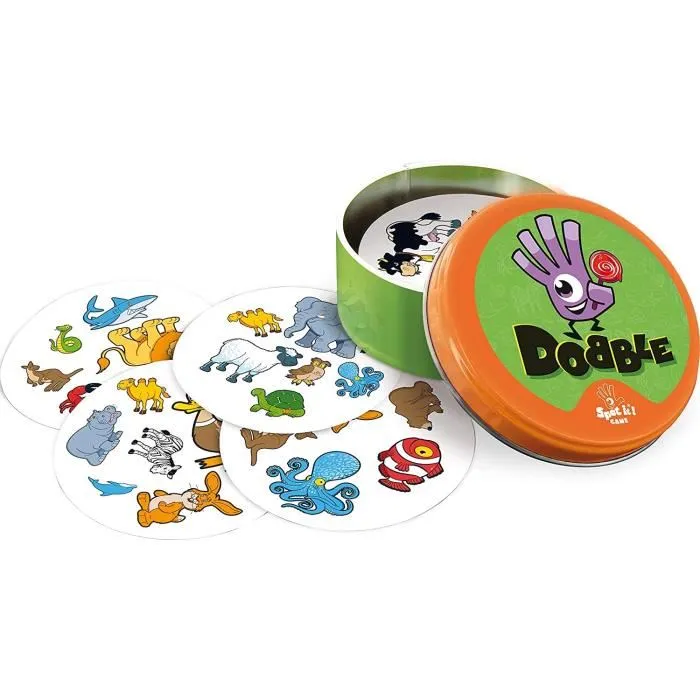 Asmodee Dobble Kids ECO - Juego de cartas ecológico en francés para niños, 30 cartas, 5 minijuegos 5