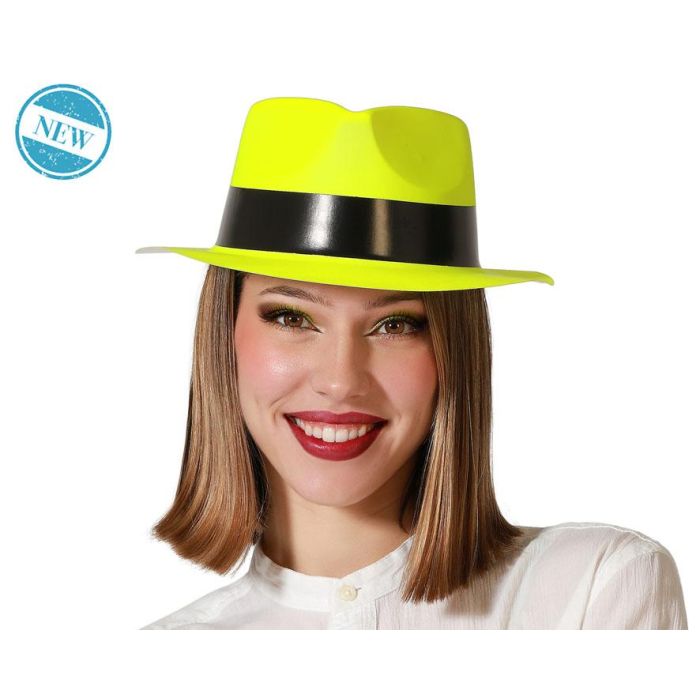 Sombrero Circo Amarillo Neón Mujer Adulto