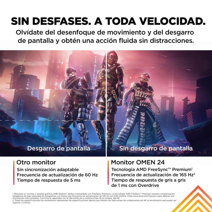 HP OMEN 24 Monitor Gaming 23.8 pulgadas FHD 165Hz para Juegos de Alto Rendimiento, Colores Vibrantes y Diseño Elegante 48