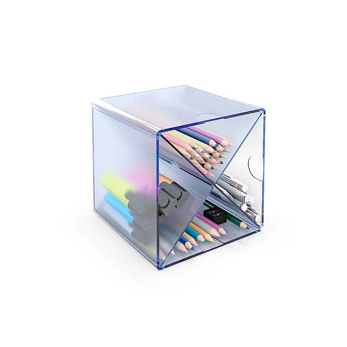 Archivo 2000 Archicubo Organizador Modular Apilable Plástico Azul TPE 150x150x150 mm con 4 Compartimentos e incluye 2 Clips de Sujeción 1