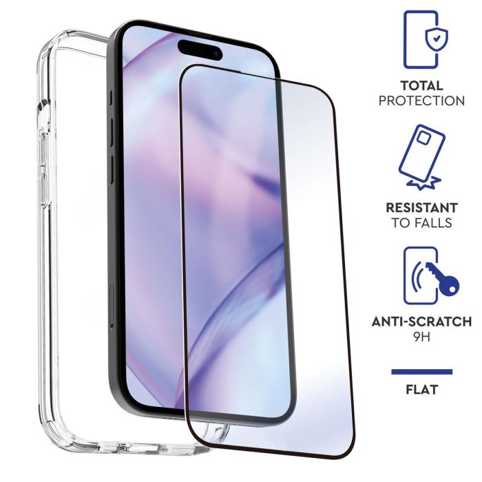 Myway PACK Funda + Glass para Apple iPhone 15 Plus Transparente Cristal TPU Protector Pantalla Vidrio Templado 2