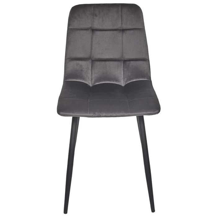 Home Deco Factory Silla Mateo Gris Colección Essentiel Estructura Madera Patas Hierro Tapizado Poliéster PU Altura Asiento 48cm Medidas 45x52cm H88cm 3