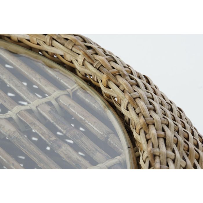 DKD Home Decor Mesa Centro Balines Ratan y Cristal Natural 82 x 48 x 82 cm 3