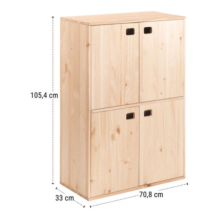 Astigarraga Mueble Dinamic 4 puertas pino macizo 105,4 x 70,8 x 33 cm Armario 4