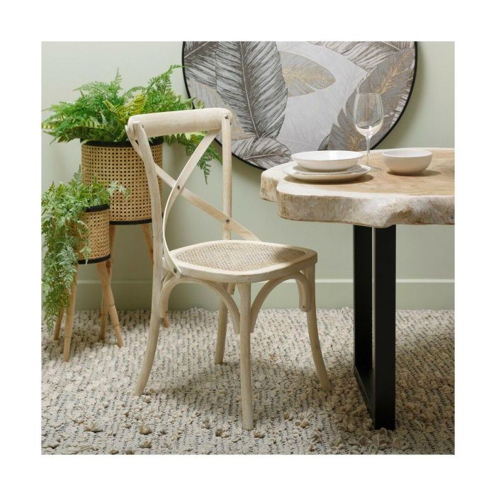 Silla de Comedor 45 x 42 x 87 cm Madera Blanco Ratán 6