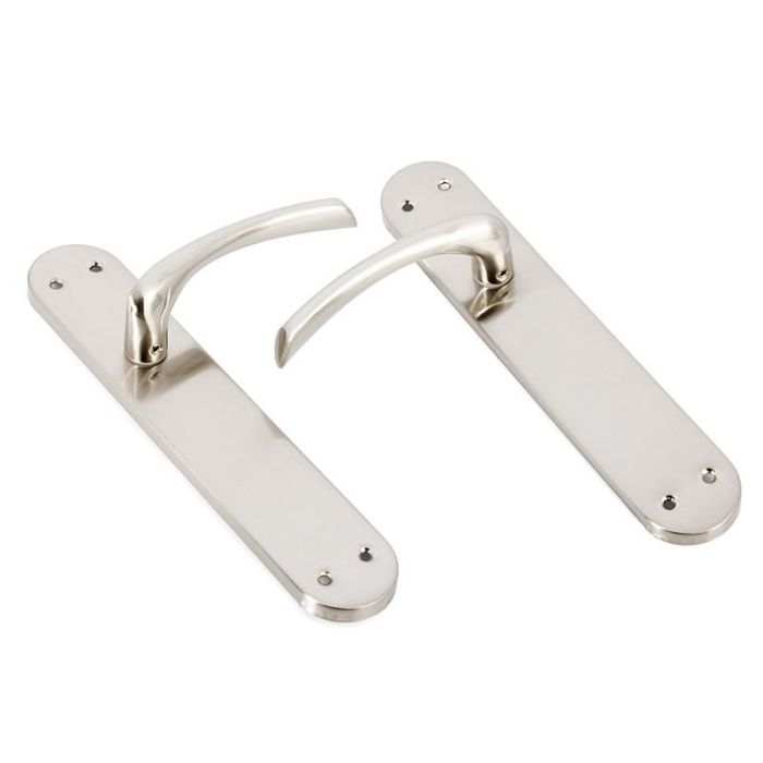 HERRAJES ALK Manilla Faus de Aluminio Níquel Satinado para Puerta - 241mm Largo, 45mm Ancho (Juego de 2 Unidades) 1 HERRAJES ALK Manilla Faus de Aluminio Níquel Satinado para Puerta - 241mm Largo, 45mm Ancho (Juego de 2 Unidades) 1