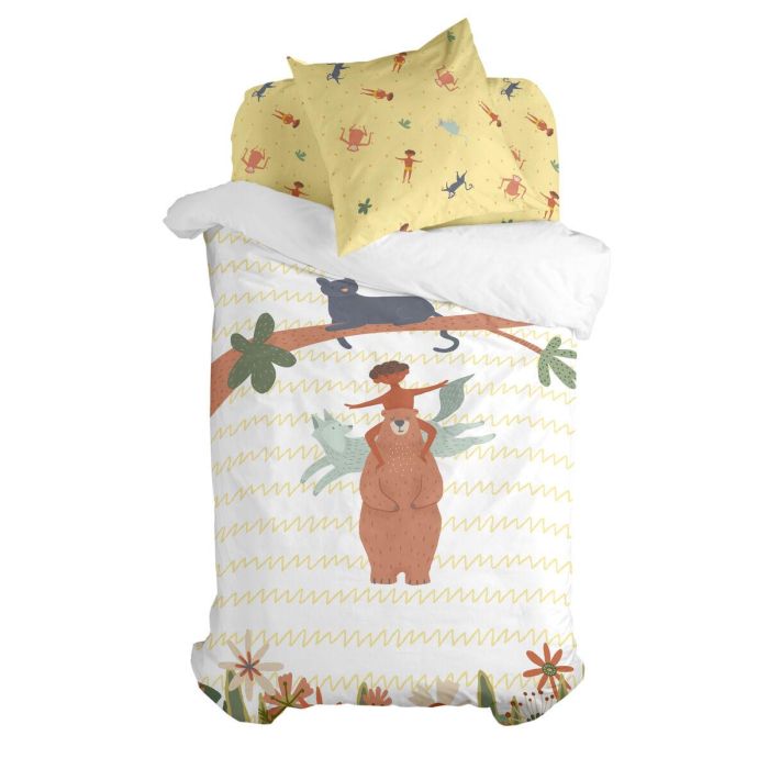 Juego de funda nórdica HappyFriday Mr Fox Jungle life Multicolor Cama de 80 2 Piezas