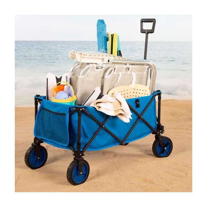 Carro Multiusos Aktive Azul Negro Poliéster PVC Acero 88 x 108 x 47 cm Plegable Playa 2