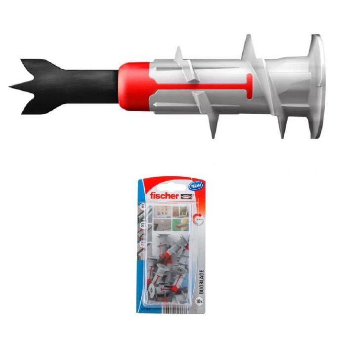 Fischer Taco Autoperforante Duoblade con Punta de Metal para Placa de Yeso y Fibra, ideal para Tornillos de 4-5mm - 10 Unidades