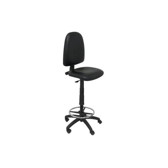 Taburete Piqueras Y Crespo Ayna Ergonomico Mecanismo De Contacto Permanente Regulable En Altura Y Aro Reposapies Asiento Y Respaldo Tapizados Similpiel Negro