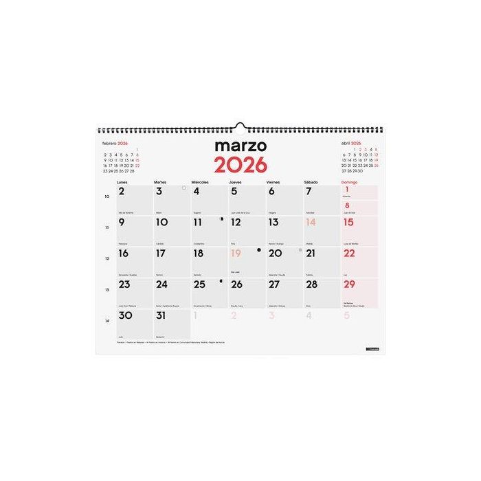 Finocam Calendario De Pared Mixto XL-540x420 mm Neutro 2026