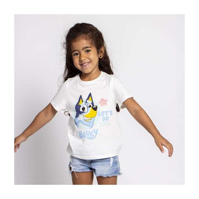 Camiseta de Manga Corta Infantil Bluey Blanco 5 Años 3 Camiseta de Manga Corta Infantil Bluey Blanco 5 Años 3