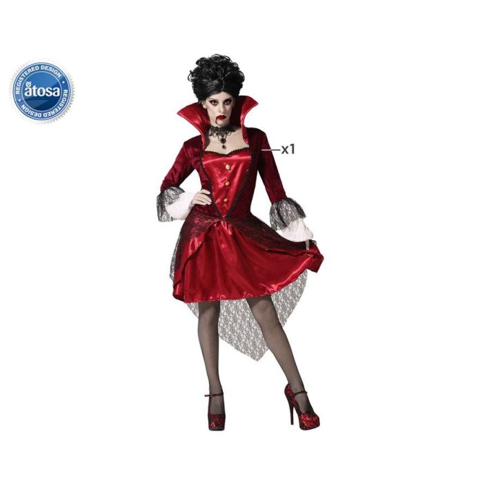Disfraz de Vampiresa Rojo para Mujer Adulta - Halloween, Talla M-L Disfraz de Vampiresa Rojo para Mujer Adulta - Halloween, Talla M-L