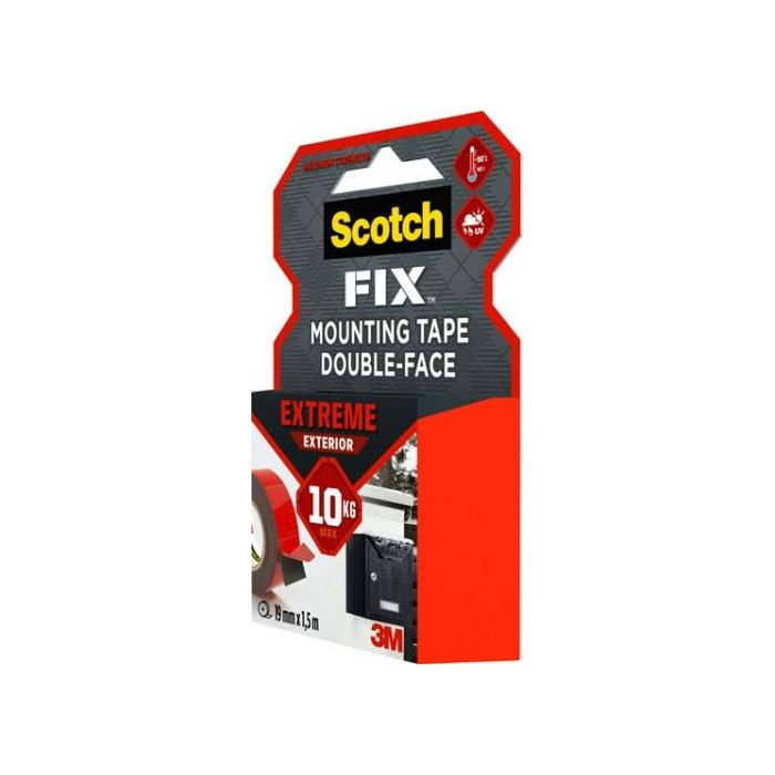 Scotch Cinta Doble Cara de Montaje Extreme para Exteriores, hasta 10 kg, 19mm x 1,5m 7