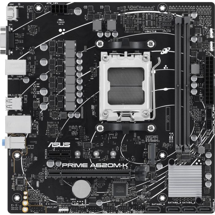 Asus 90MB1F40-M0EAY0 Placa Base Prime A620M-K Micro ATX Socket AM5 AMD A620 DDR5 PCIe 4.0 M.2 HDMI VGA USB 3.2 Gen 1 1