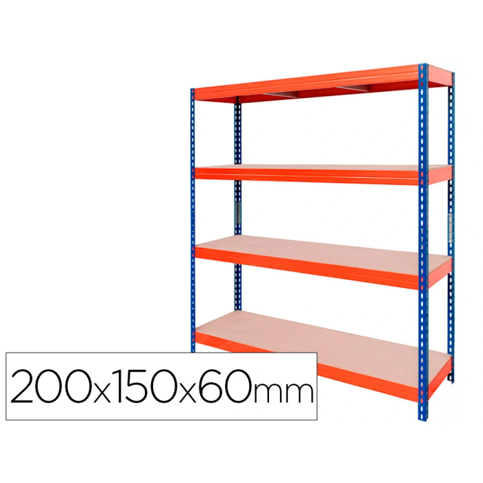 Ar storage Estanteria XL 200x150x60 cm Metal 4 Estantes 500 kg por Estante Montaje sin Tornillos 0 Ar storage Estanteria XL 200x150x60 cm Metal 4 Estantes 500 kg por Estante Montaje sin Tornillos 0