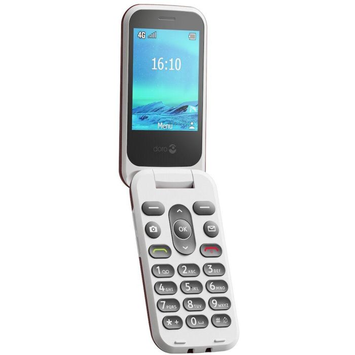 Doro 2820 Teléfono móvil con tapa 4G, 2.8" rojo/blanco, cámara, Bluetooth 5.0, 1000 mAh, sin cargador 3