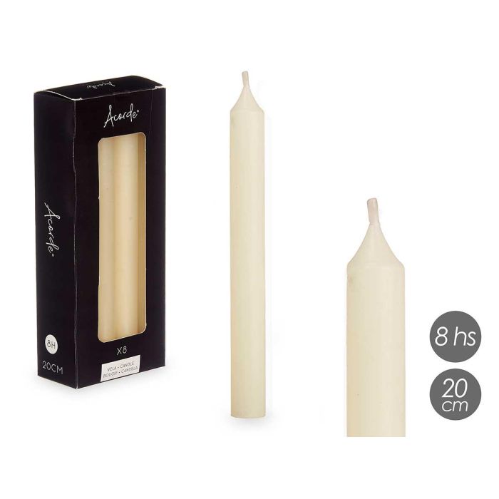 Set 8 Cirios Crema 20 Cm 8 Horas Acorde (12 Unidades) Set 8 Cirios Crema 20 Cm 8 Horas Acorde (12 Unidades)