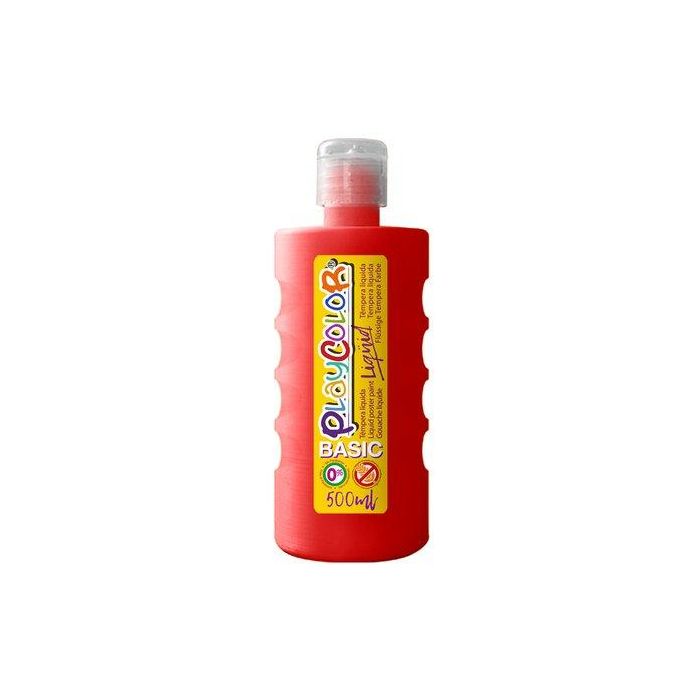 Tempera Playcolor Liqüid Liquida 500 Ml (Botella) Rojo (Set de 6)