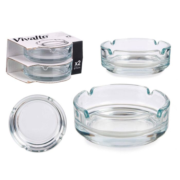 Vivalto Set de 2 Ceniceros de Vidrio, 9 cm de Diámetro, Transparente (36 Unidades) Vivalto Set de 2 Ceniceros de Vidrio, 9 cm de Diámetro, Transparente (36 Unidades)