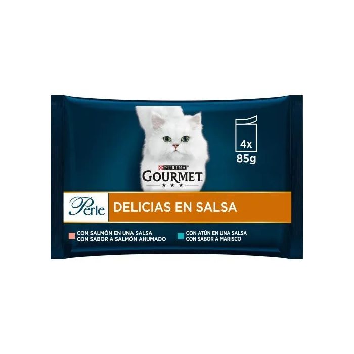 Purina Gourmet Perle Delicias en Salsa Salmón Atún 12x4x85g - Comida húmeda para gato