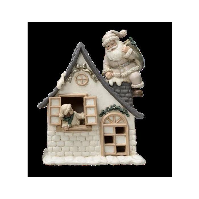 DKD Home Decor Figura de Navidad Tradicional de Resina con Luces LED Multicolor, 8x18.5x16 cm (Paquete de 2, Incluye Pilas) 1