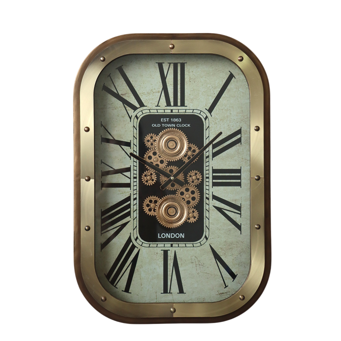 DKD Home Decor Reloj de Pared Glam Dorado Beige 43x63cm de Hierro y Cristal