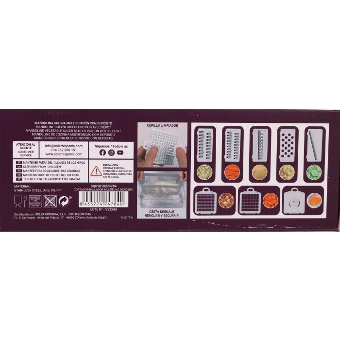 Quttin Cortador-Rallador Multifuncional con Depósito, 32x11.5x11.5 cm (6 Unidades) 15