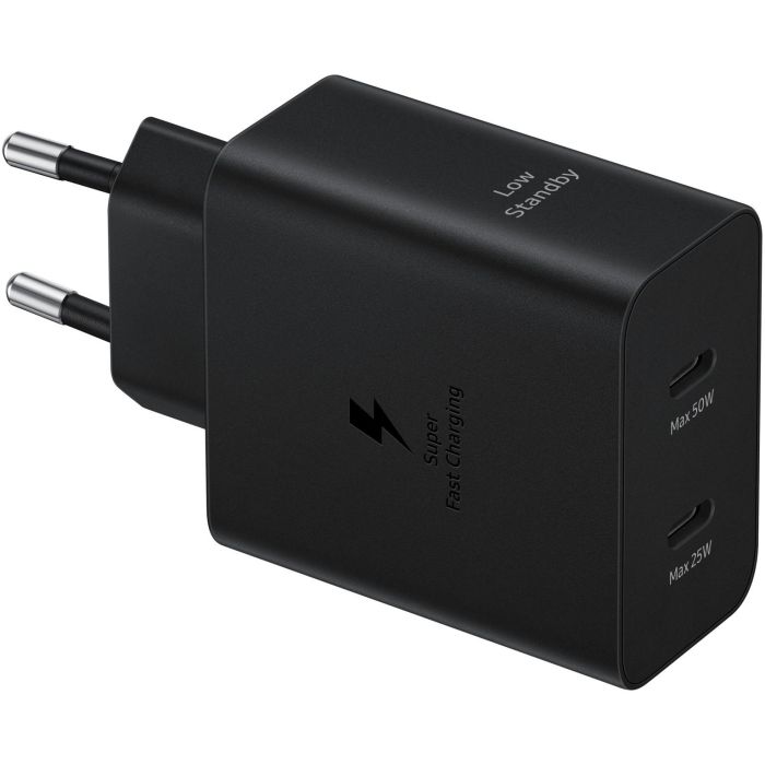 Samsung T5020 Cargador Rápido 50W Power Duo con Cable 5A USB-C a USB-A 1.8m para Portátil, Smartphone y Tableta Negro