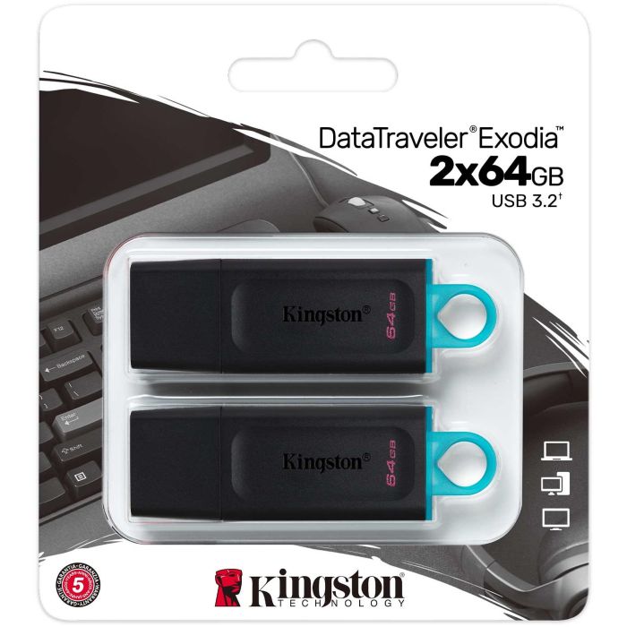 Kingston DataTraveler Exodia 2 Piezas - Memoria Flash USB 3.2 Gen 1 (Black + Teal) - Almacenamiento portátil de 256GB 5