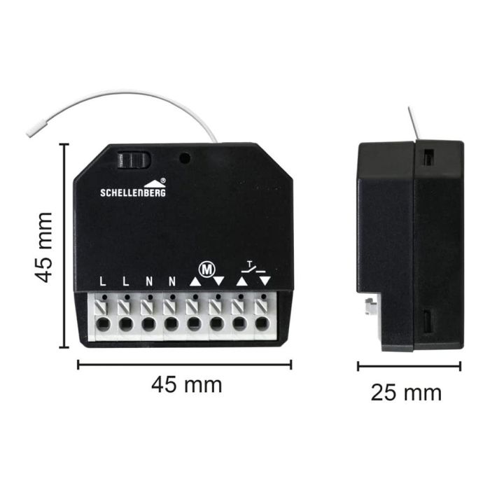 Schellenberg Receptor inalámbrico motor persiana 20018 para motores tubulares y toldos, 868MHz 1
