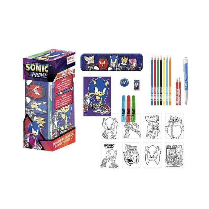 Set papelería coloreable sonic prime 11.0 x 24.0 x 9.5 cm