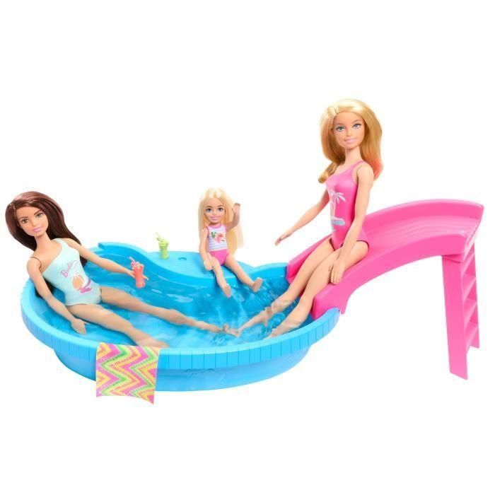 Muñeca Barbie Rubia Con Piscina Hrj74 Mattel 4