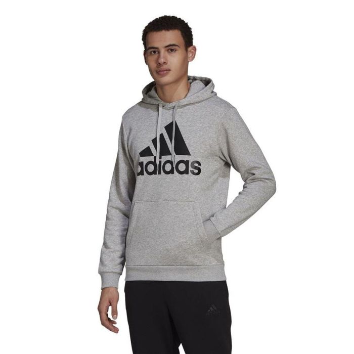 Sudadera con Capucha Hombre Adidas Essentials Fleece Big Logo Gris S 6