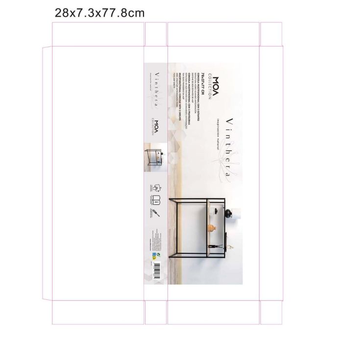Vinthera Moa Consola Multifuncional Madera y Metal 78x27x77 cm 4