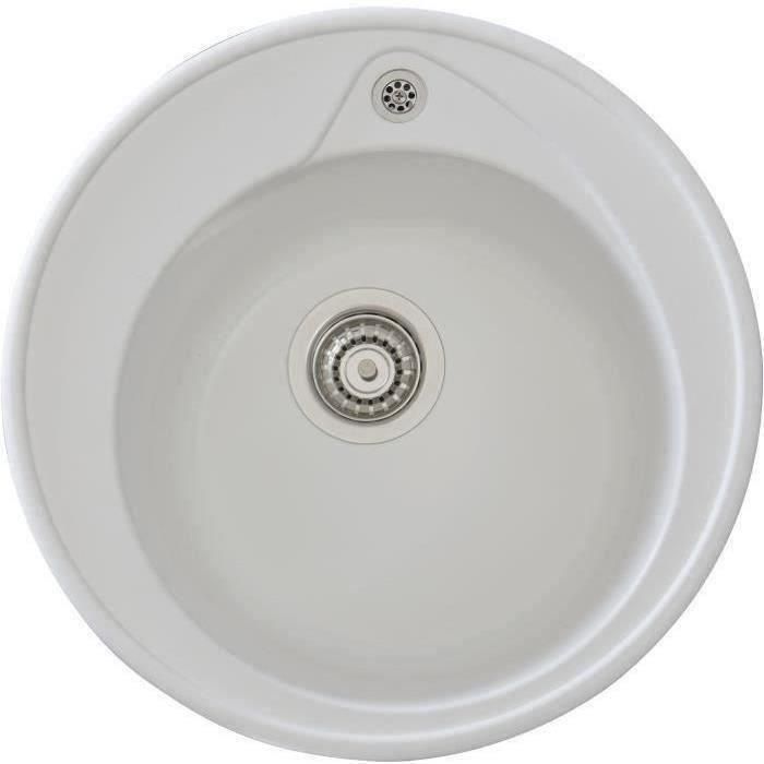 Fregadero STRADOUR construido en RONDA, en SMC WHITE UNI - 17, 1 cuenco, dim. Ø 49 cm, vaciado manual Fregadero STRADOUR construido en RONDA, en SMC WHITE UNI - 17, 1 cuenco, dim. Ø 49 cm, vaciado manual