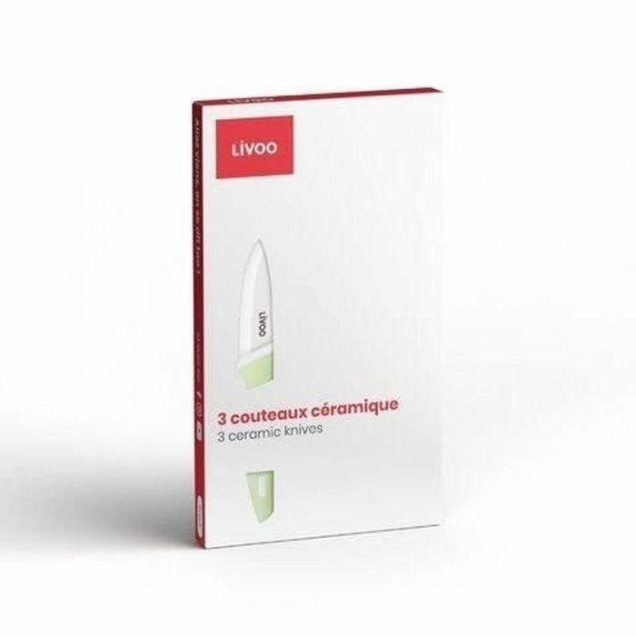 Livoo MEC137 Bloque de Cuchillos de 3 Piezas - 7,5 / 10 / 12,5 cm - Hoja de Cerámica - Apto para Lavavajillas