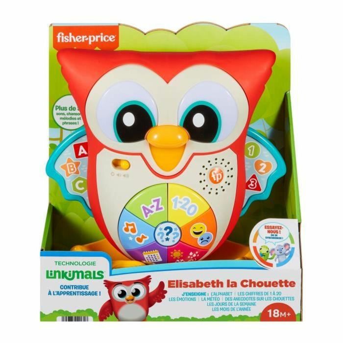 Fisher-Price Elisabeth The Owl - Búho Balancín Educativo - Aprende a Contar, Abecedario, Tiempo, Emociones - Ojos LED - 18 Meses+ 1