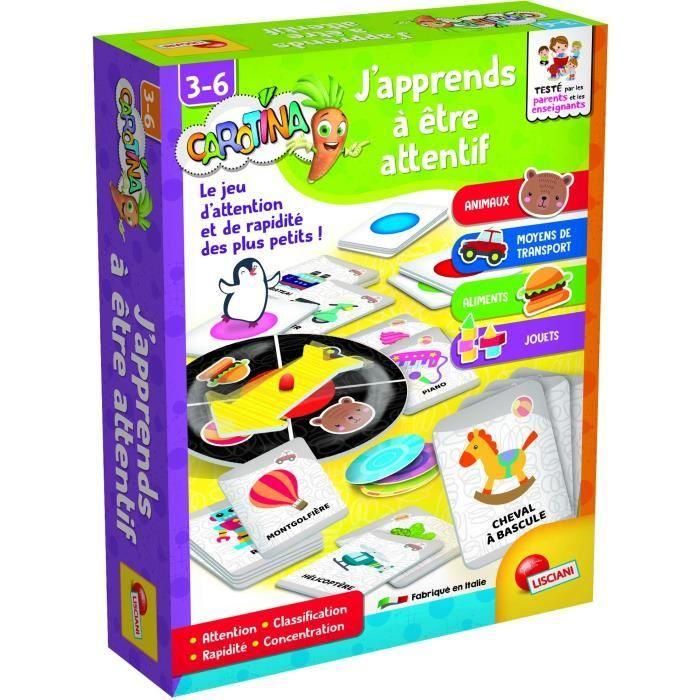 Lisciani LIS8008324093014 Aprendo a estar atento - Carotina, juego didáctico para niños que ayuda a concentrarse y mejorar la atención