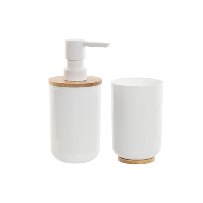 Baño DKD Home Decor Blanco Natural 7 x 16 x 7 cm Set de 2