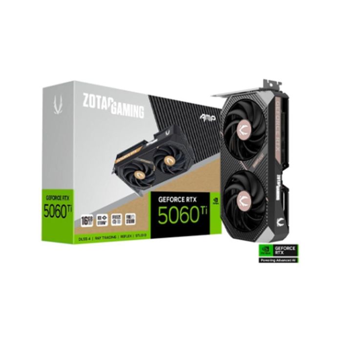 Zotac GAMING Tarjeta Gráfica NVIDIA GeForce RTX 5060 Ti AMP 16GB GDDR7 PCIe x8 5.0 Refrigeración Activa 8K Zotac GAMING Tarjeta Gráfica NVIDIA GeForce RTX 5060 Ti AMP 16GB GDDR7 PCIe x8 5.0 Refrigeración Activa 8K
