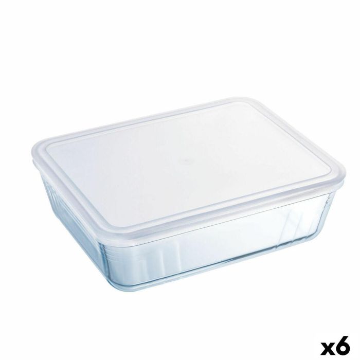 Fiambrera Rectangular con Tapa Pyrex Cook & Freeze 22,5 x 17,5 x 6,5 cm 1,5 L Transparente Silicona Vidrio (6 Unidades)