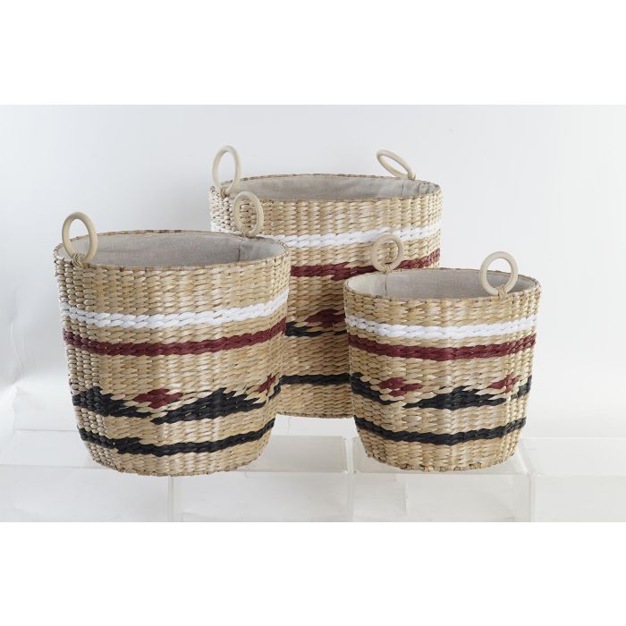 Cesta Colonial DKD Home Decor Natural Granate 38 x 36 x 38 cm Set de 3 2