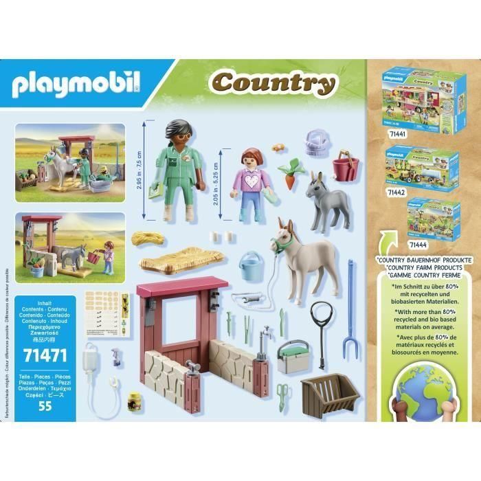 Playmobil 71471 Starter Pack Veterinaria de Granja: Juego Educativo de Cuidado Animal con Burros y Hámster para Niños +4 Años 5