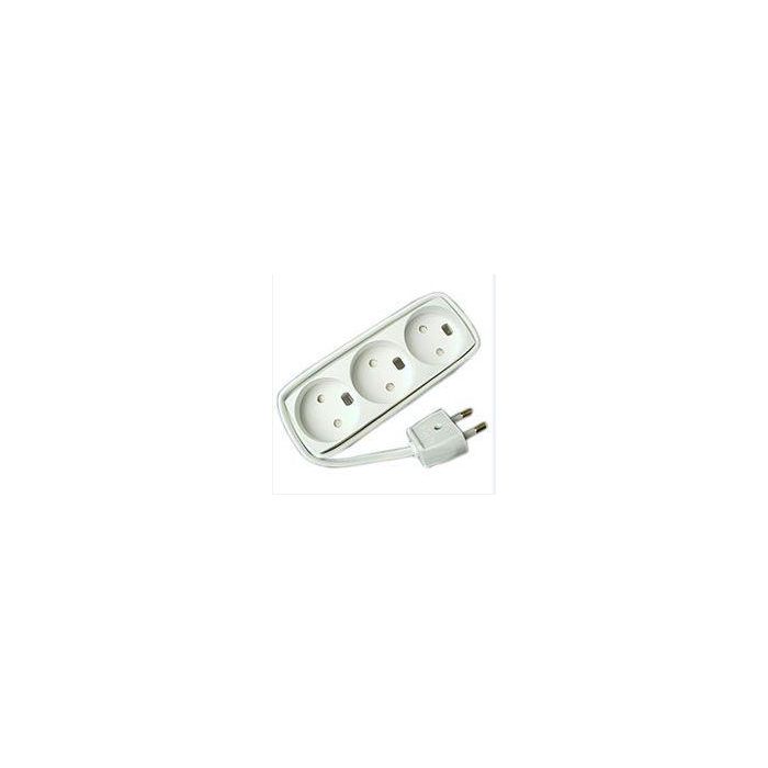 MicroConnect GRUELU3H015 Regleta de 3 vías sin toma de tierra, cable de 1.5m, color blanco